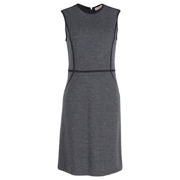Tory Burch Grey Wool Sheath Dress With Black Trim Size Small